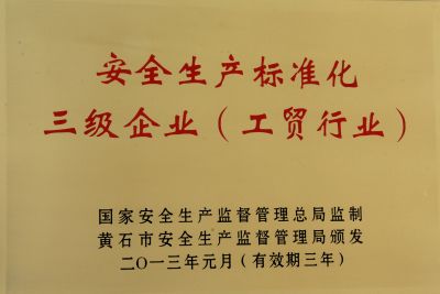 安全生產(chǎn)標(biāo)準(zhǔn)化證書(shū)